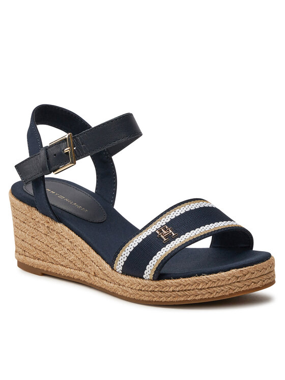 Tommy Hilfiger Tommy Hilfiger Espadrilky Webbing Wedge Sandal FW0FW08044 Tmavomodrá