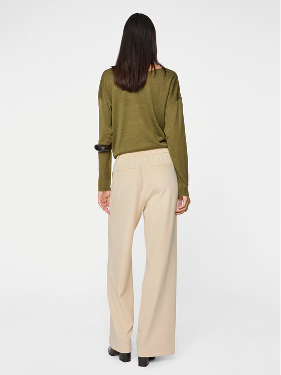 Vila Vila Παντελόνι υφασμάτινο Varone 14087407 Μπεζ Wide Leg