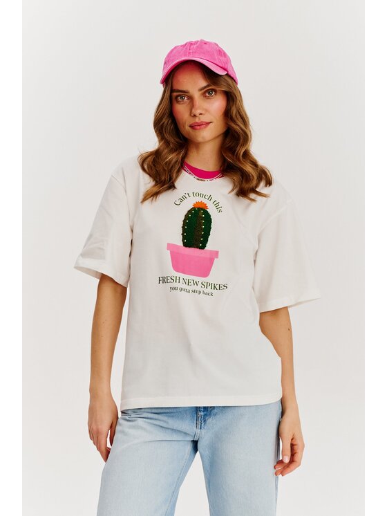 NAOKO NAOKO Tričko Can't Touch This Biela Regular Fit