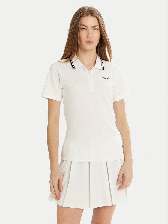 Guess Guess Tricou polo V5GP06 KCOK1 Alb Regular Fit