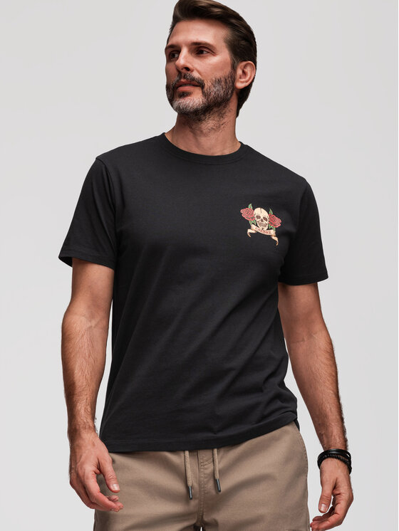 Ombre Ombre T-Shirt OM-TSPT-0257 Czarny Regular Fit