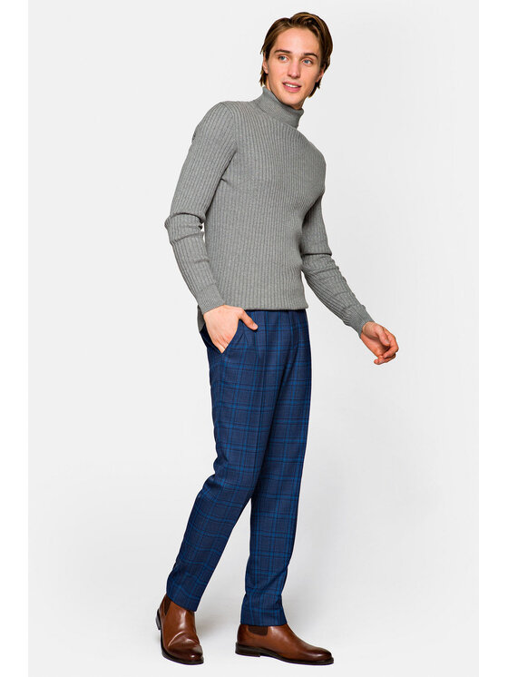 Lancerto Lancerto Spodnie materiałowe Peroj SP001221000001 Granatowy Regular Fit