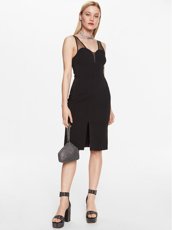 Kontatto Kontatto Kokteilinė suknelė NO1013 Juoda Slim Fit