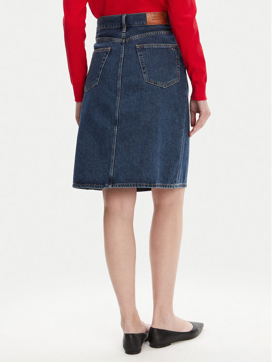 Tommy Hilfiger Tommy Hilfiger Džínsová sukňa WW0WW45666 Tmavomodrá Straight Fit