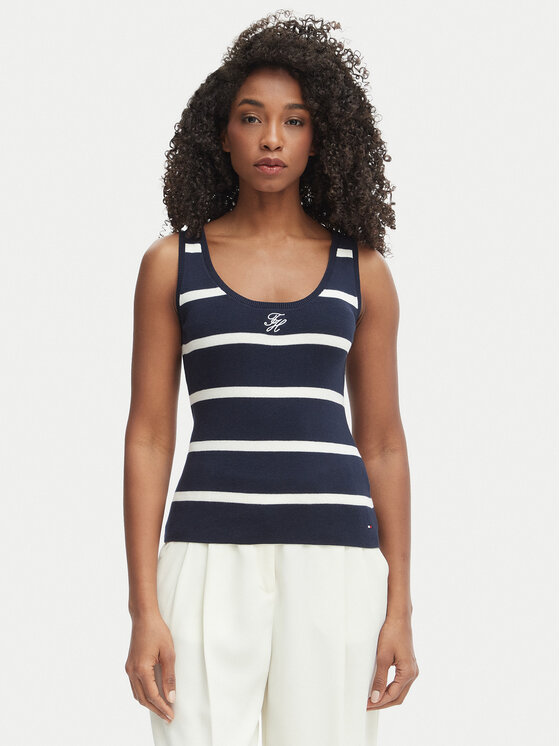 Tommy Hilfiger Tommy Hilfiger Top WW0WW48480 Bleumarin Slim Fit