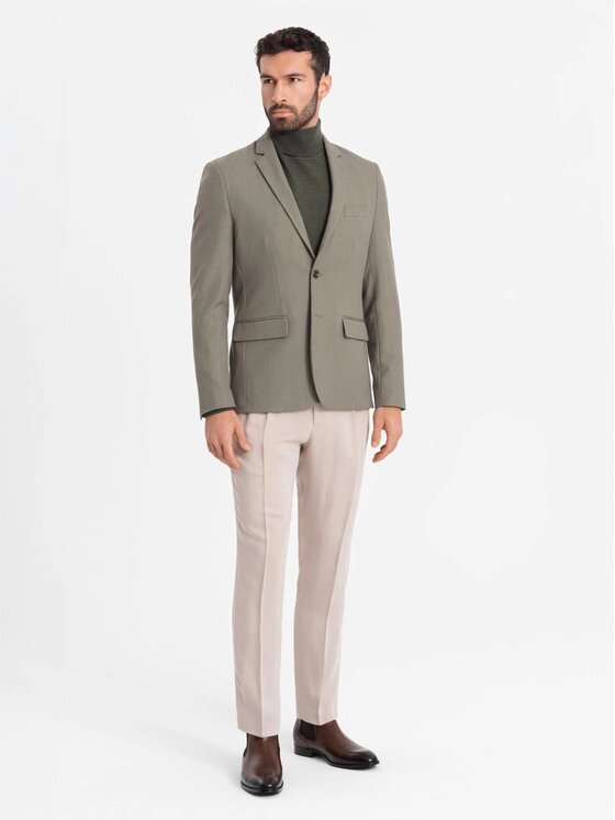 Ombre Ombre Marynarka OM-BLZB-0135 Zielony Slim Fit