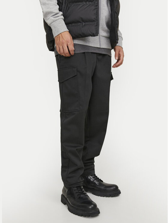 Jack&Jones Bavlnené nohavice Bill 12247358 Čierna Tapered Fit