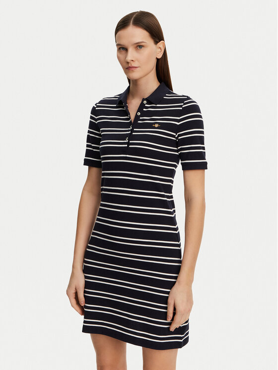 Gant Gant Každodenní šaty Striped Shield 4200571 Tmavomodrá Slim Fit