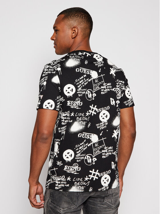 Guess Guess Tričko Graffiti Tee M0BI92 I3Z11 Čierna Regular Fit