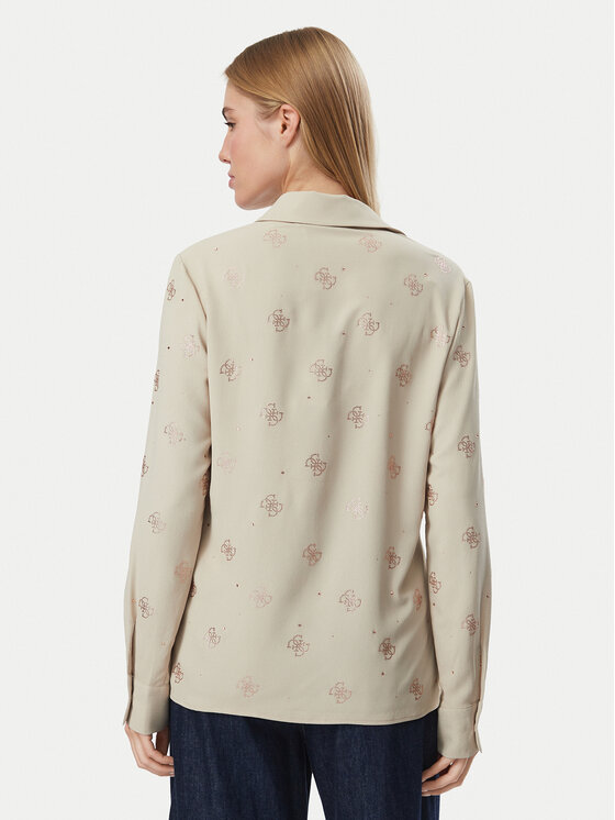 Guess Guess Cămașă W5BH80 W2982 Bej Regular Fit
