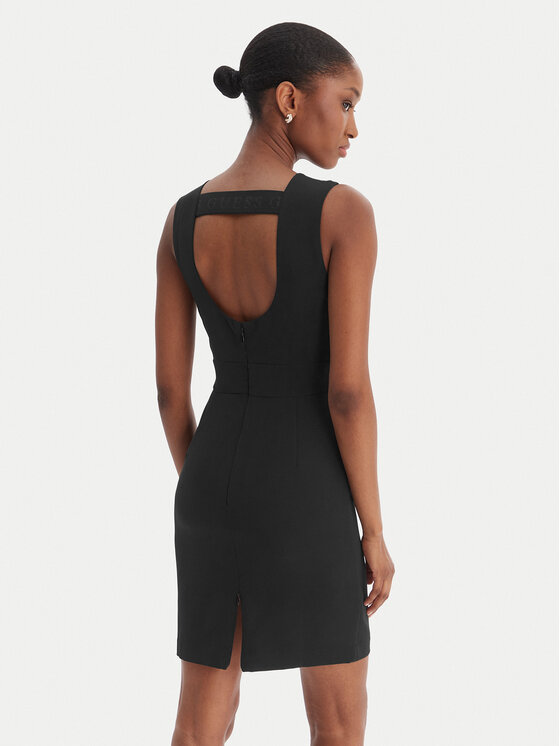 Guess Guess Коктейлна рокля W1GK0S WB4H2 Черен Slim Fit