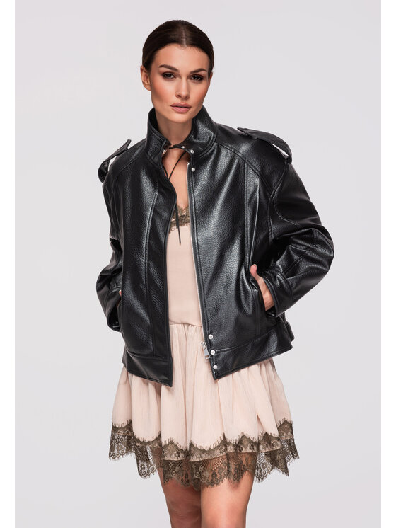 Ombre Ombre Kurtka przejściowa OW-JAFL-0104 Czarny Oversize