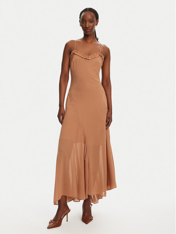 BARDOT BARDOT Koktel haljina Tatian Frill Trim 59885DB Smeđa Regular Fit