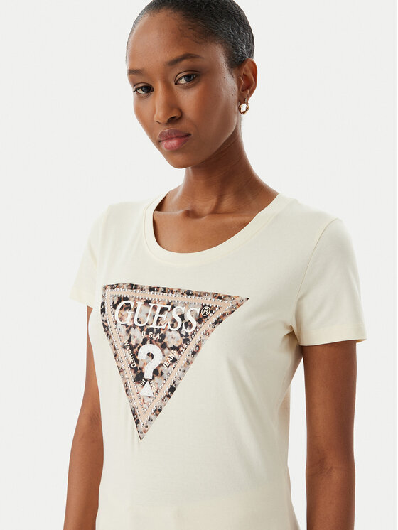 Guess Guess Majica W6RI32 J1314 Écru Regular Fit