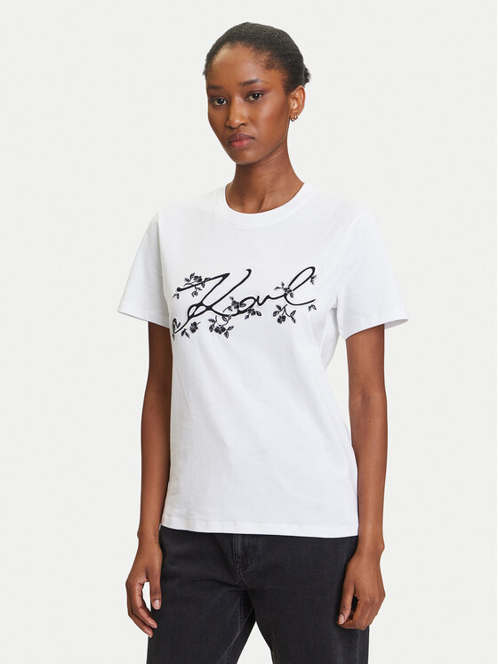 KARL LAGERFELD KARL LAGERFELD T-Shirt A3W17018 Biały Regular Fit