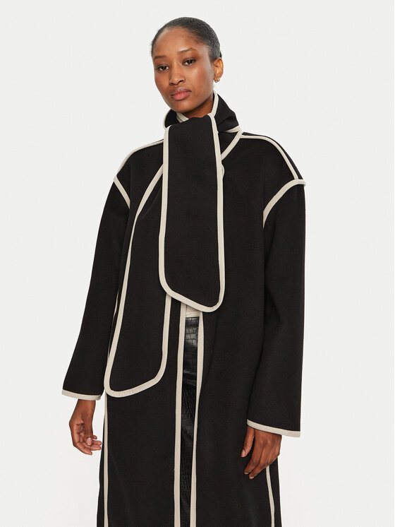 Bruuns Bazaar Bruuns Bazaar Vlnený kabát Abulas BBW4143 Čierna Loose Fit