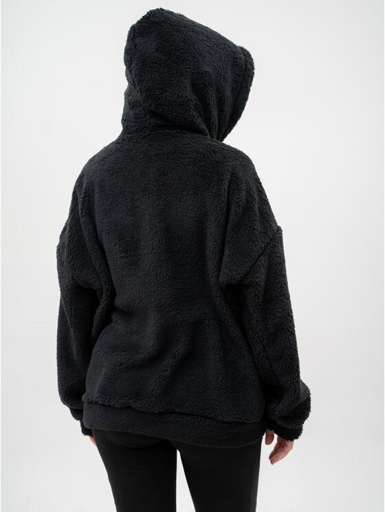 Jigga Wear Jigga Wear Bluza Sherpa Teddy Miś Plusz Polar Ciepła szeroka luźna 123722 Czarny Oversize