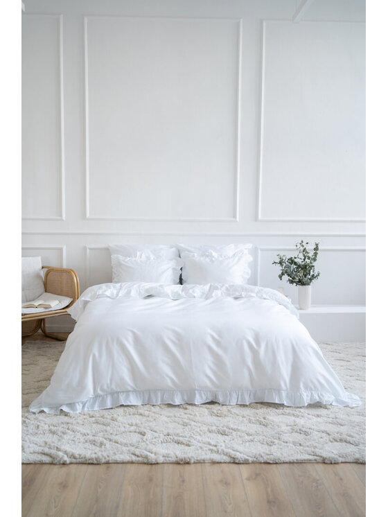 White pocket White pocket Komplet pościeli z falbanką Biały