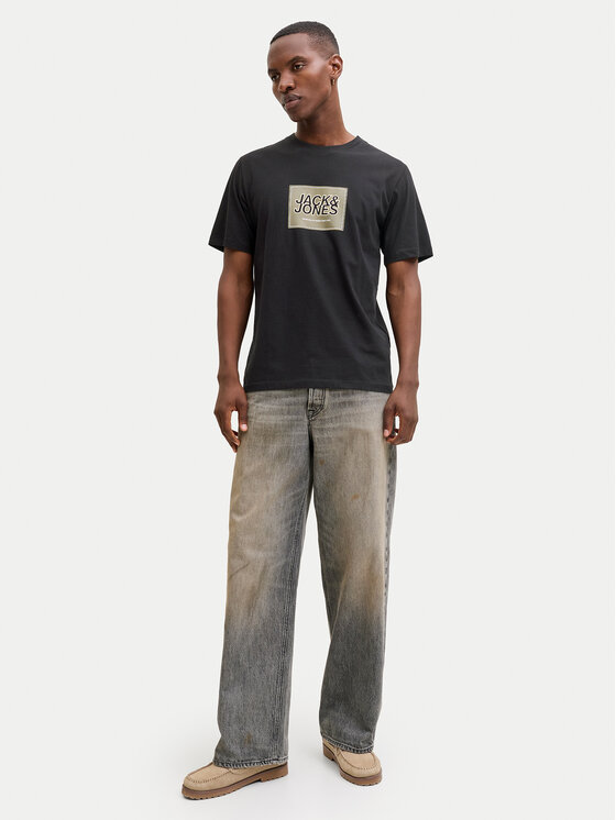 Jack & Jones Jack & Jones Tričko Jjrain Tee Ss Crew Neck 12288097 Čierna Regular Fit