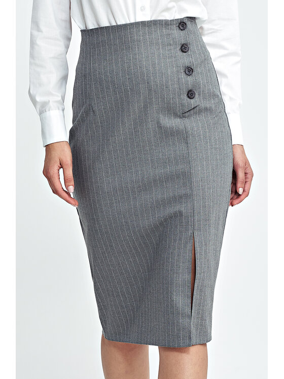 NIFE NIFE Spódnica ołówkowa SP77grey Szary Regular Fit