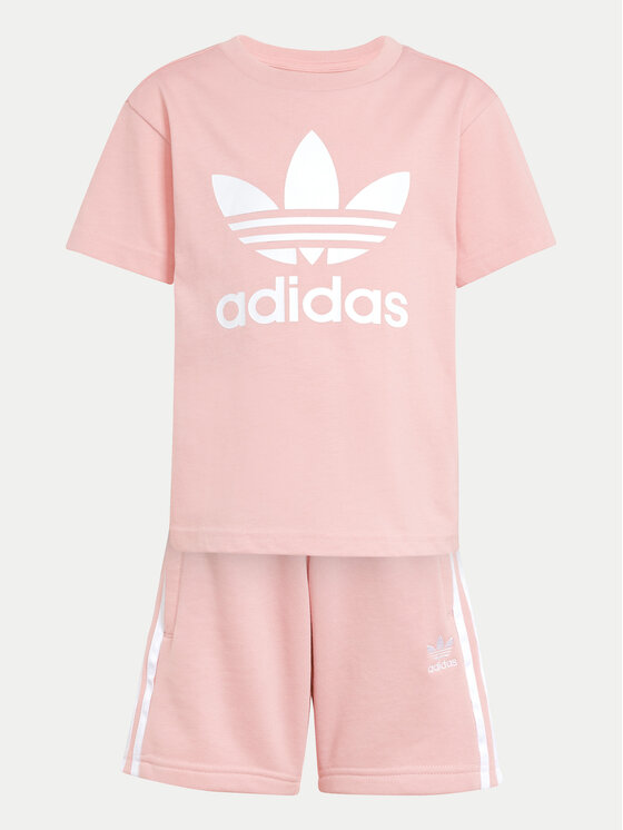 adidas adidas Komplet t-shirt i spodenki adicolor JC9158 Różowy Regular Fit
