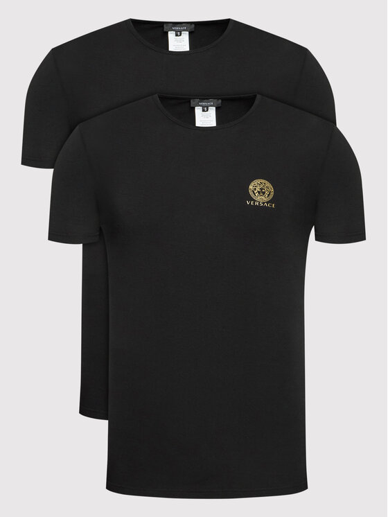 Versace Set 2 tricouri AU10193 Negru Slim Fit