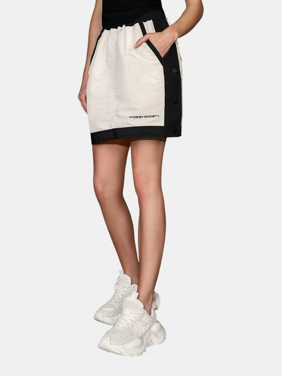 MADE BY SOCIETY MADE BY SOCIETY Spódnica mini Fusta CHROME-WASH - F27434 Biały Basic Fit