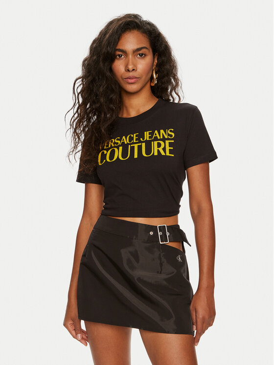 Versace Jeans Couture T-Shirt 76HAHG03 Μαύρο Regular Fit