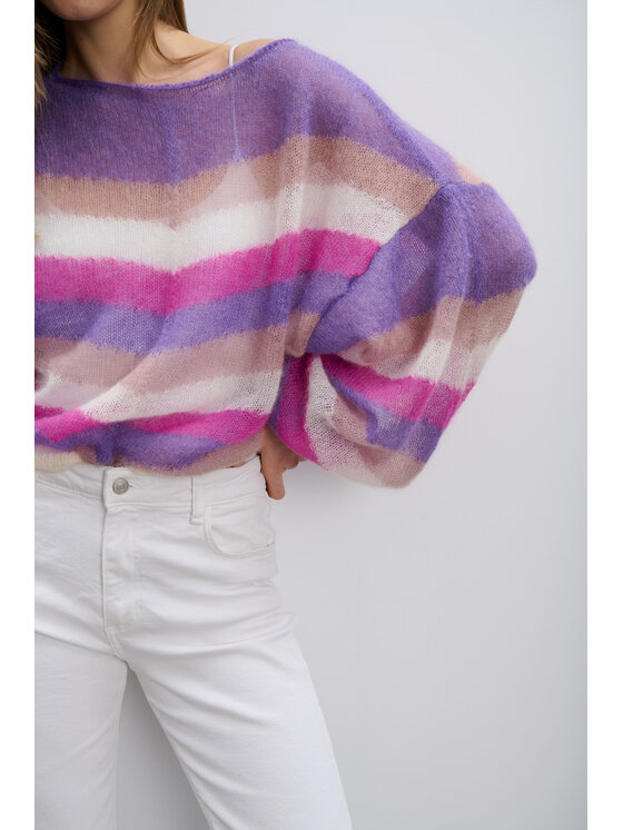 Fobya Fobya Sweter F2110 Fioletowy Basic Fit
