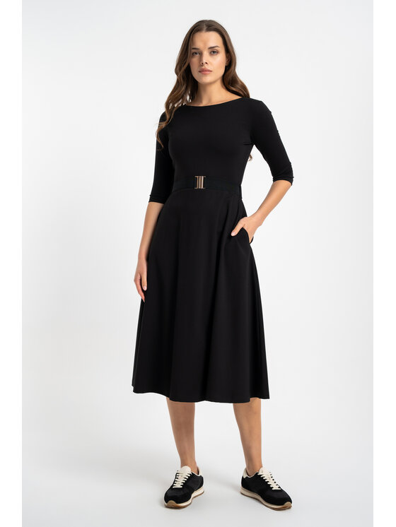 CLICK CLICK Sukienka dzianinowa 60-6040 Czarny Regular Fit
