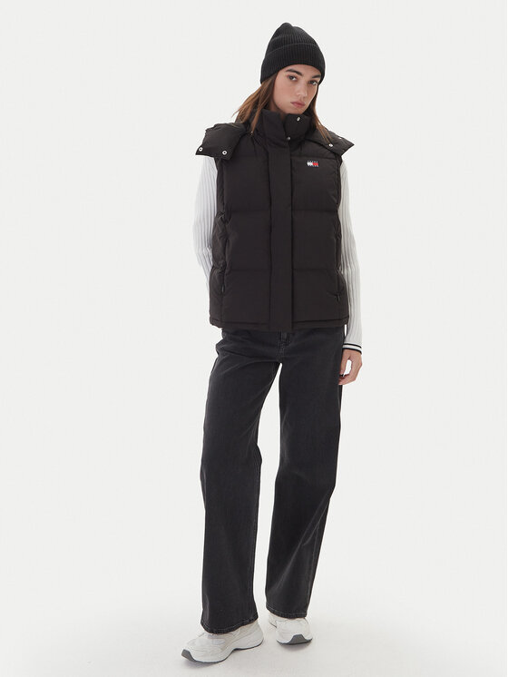 Tommy Jeans Tommy Jeans Sportinė liemenė Tjw Alaska Grid Down Vest DW0DW21627 Juoda Regular Fit