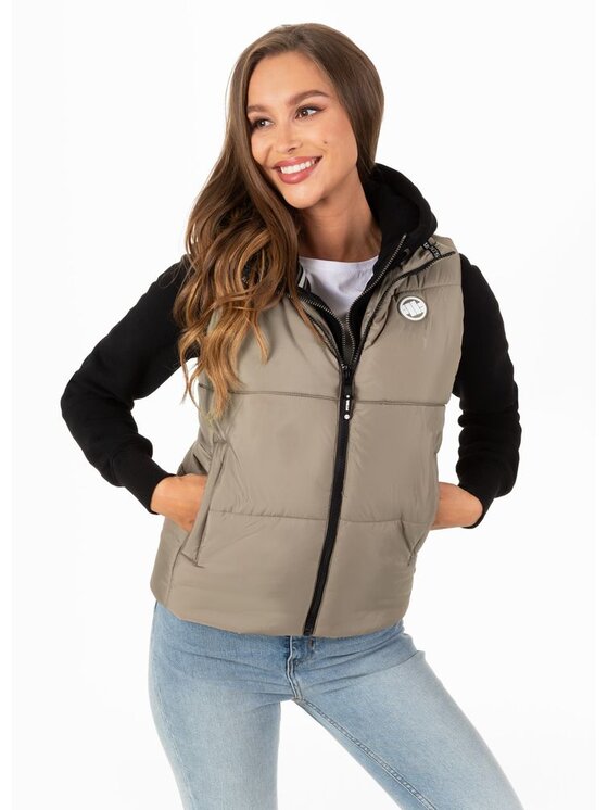 PITBULL PITBULL Kamizelka Bezrękawnik damski Orilla XL Beżowy Regular Fit