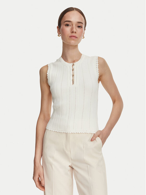 Guess Bluză W6YR24 Z0970 Alb Regular Fit