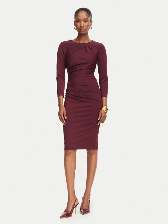 Rinascimento Rinascimento Cocktail obleka CFC0130327003 Bordo rdeča Slim Fit