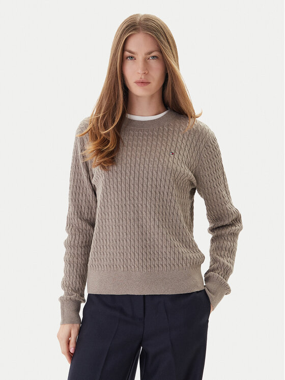 Tommy Hilfiger Tommy Hilfiger Pulover Fine WW0WW44993 Bej Regular Fit