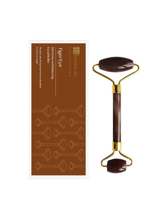 Dr Botanicals Dr Botanicals Rozświetlający i równoważący wałek do twarzy Tiger Eye (złota rączka metalowa) Masażer