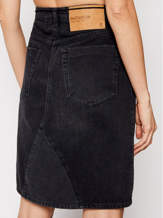 One Teaspoon One Teaspoon Jeans suknja Trucker 23671 Crna Regular Fit