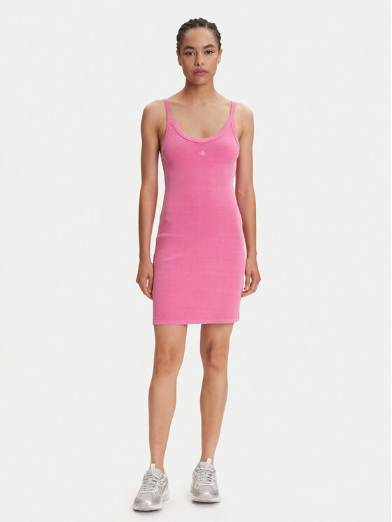 adidas adidas Rochie de zi Ribbed JI5750 Roz Slim Fit