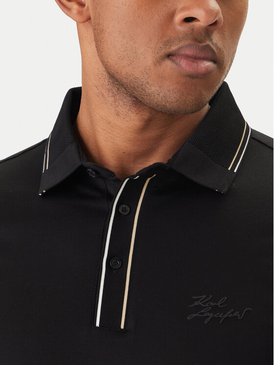 KARL LAGERFELD KARL LAGERFELD Тениска с яка и копчета 745002 562200 Черен Regular Fit