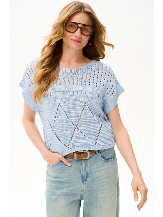 blue shadow blue shadow Bluzka Haks Niebieski Regular Fit