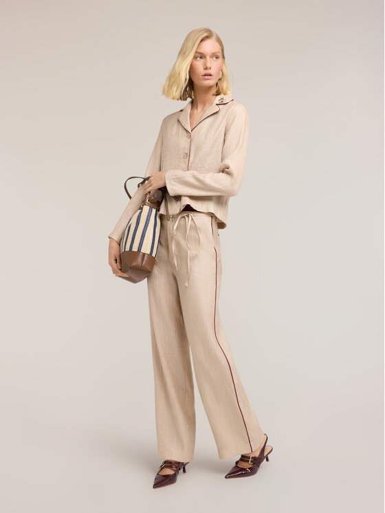 Motivi Motivi Camicia 5077Q000997N002 Crema Regular Fit