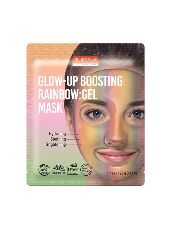 Purederm Purederm Glow-Up Boosting Rainbow wegańska hydrożelowa maska na twarz 22g Pielęgnacja na dzień