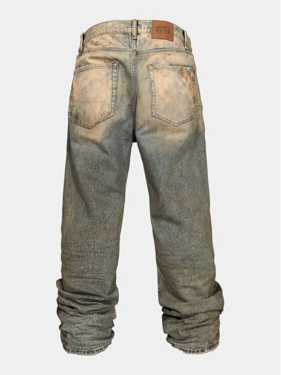 MADE BY SOCIETY MADE BY SOCIETY Spodnie materiałowe ASH-VOLT WIDE - P17240 Niebieski Basic Fit