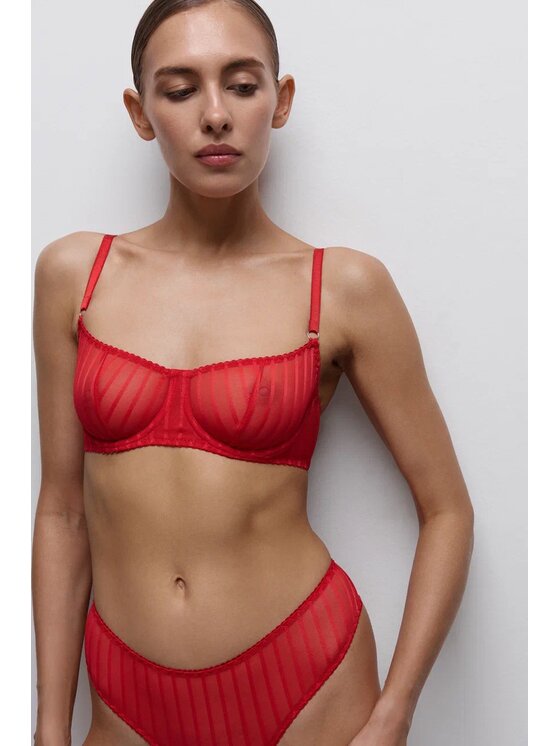 Merci Lingerie Merci Lingerie Biustonosz balkonetka EB3PSR02 Czerwony