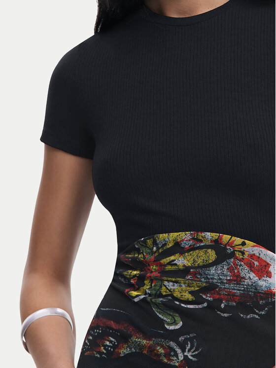 Desigual Desigual Sukienka codzienna Paisley 25SWVK32 Czarny Regular Fit