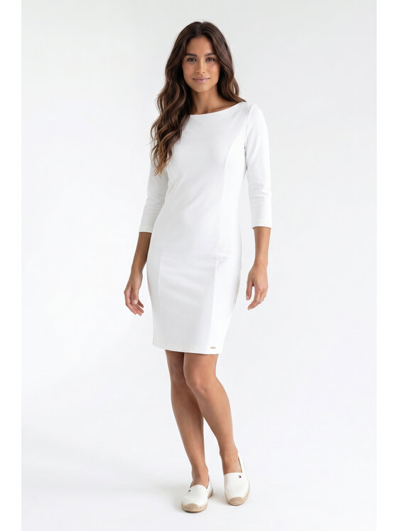 FIGL FIGL Koktejlové šaty M1351 Krémová Straight Fit