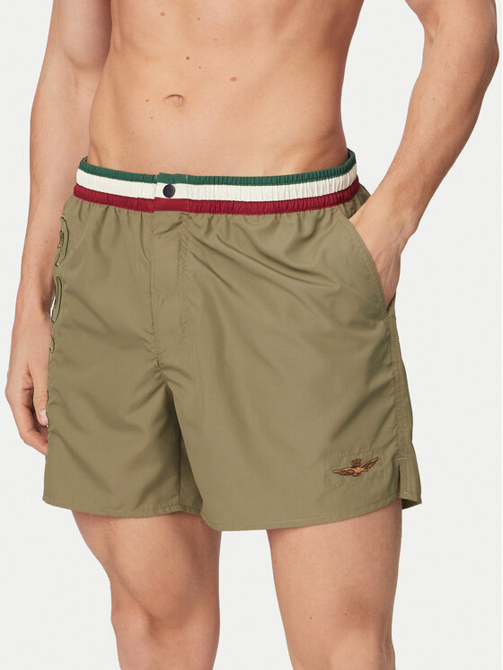 Aeronautica Militare Aeronautica Militare Plavecké šortky 261BW0233UCT02967 Zelená Regular Fit
