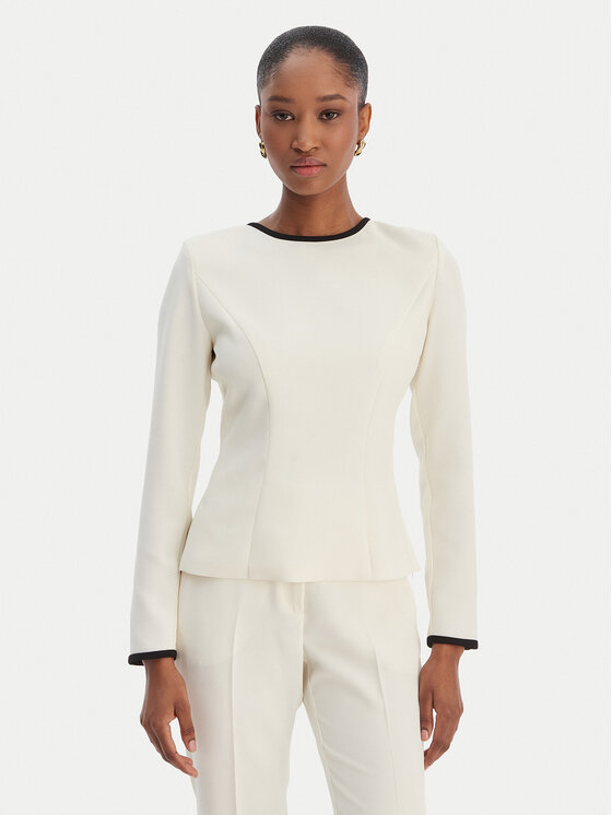 Marella Marella Halenka Scacco 2613111013 Écru Slim Fit