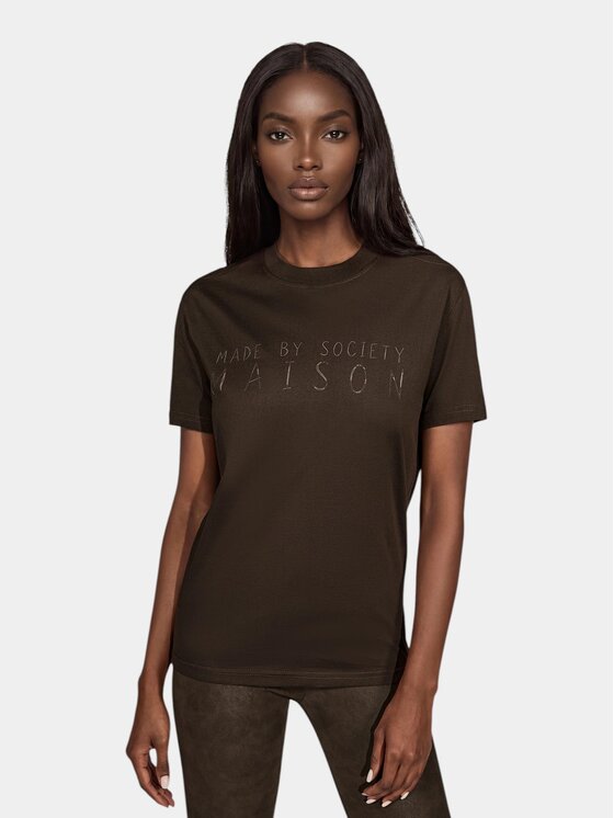 MADE BY SOCIETY MADE BY SOCIETY T-Shirt Obscura - T27473 Brązowy Basic Fit