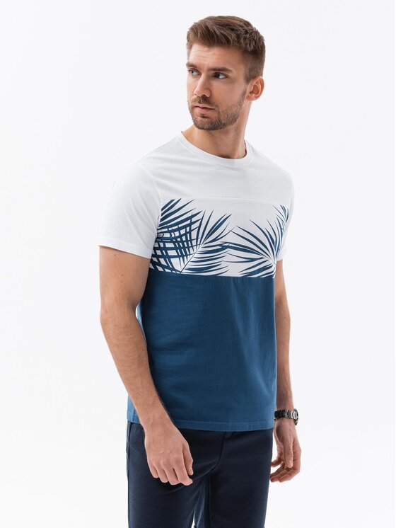 Ombre Ombre T-Shirt S2043 Modrá Regular Fit